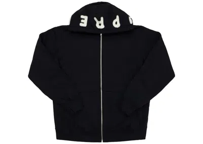 Pre-owned Supreme Men's  Bone Zip Up Sweatshirt In Black