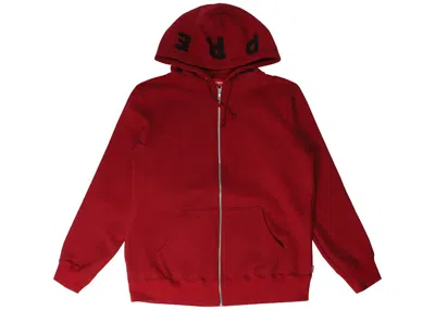 Pre-owned Supreme Men's  Bone Zip Up Sweatshirt In Cardinal