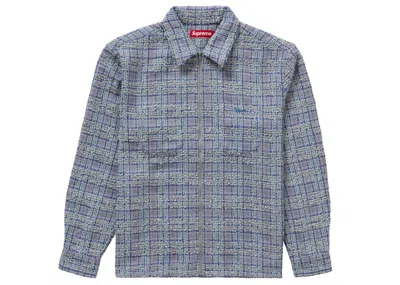 Pre-owned Supreme Men's  Boucle Zip Up Shirt In Blue