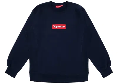 Pre-owned Supreme Men's  Box Logo Crewneck Sweatshirt (fw15) In Navy Blue