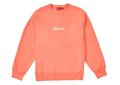 Pre-owned Supreme Men's  Box Logo Crewneck Sweatshirt (fw18) In Fluorescent Pink