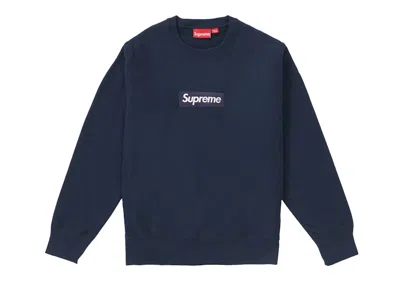 Pre-owned Supreme Men's  Box Logo Crewneck Sweatshirt (fw18) In Navy Blue