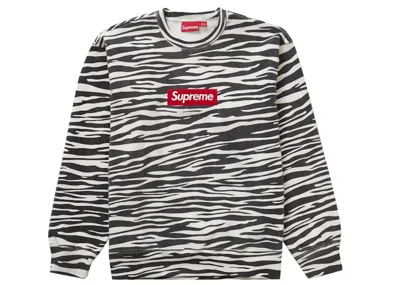 Pre-owned Supreme Men's  Box Logo Crewneck Sweatshirt (fw22) In Zebra In Black
