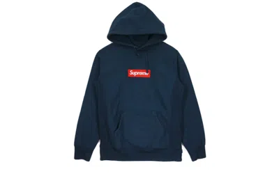 Pre-owned Supreme Men's  Box Logo Hooded Sweatshirt In Navy Blue