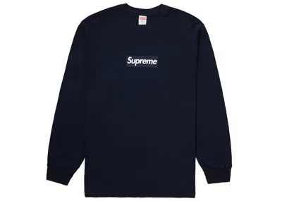 Pre-owned Supreme Men's  Box Logo Long Sleeve Tee Shirt In Navy Blue