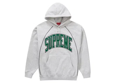 Pre-owned Supreme Men's  Boxy Piping Arc Hooded Sweatshirt In Ash Grey In Gray