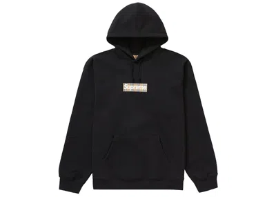 Pre-owned Supreme Men's  Burberry Box Logo Hooded Sweatshirt In Black