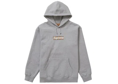 Pre-owned Supreme Men's  Burberry Box Logo Hooded Sweatshirt In Heather Grey