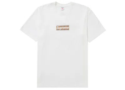 Pre-owned Supreme Men's  Burberry Box Logo Tee Shirt In White