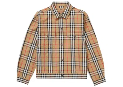 Pre-owned Supreme Men's  Burberry Denim Trucker Jacket In Beige