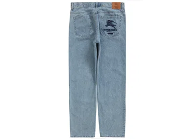 Pre-owned Supreme Men's  Burberry Regular Jean In Washed Blue