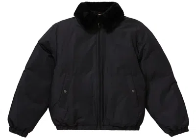 Pre-owned Supreme Men's  Burberry Shearling Collar Down Puffer Jacket In Black