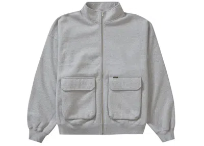 Pre-owned Supreme Men's  Cargo Pocket Zip Up Sweatshirt In Heather Grey