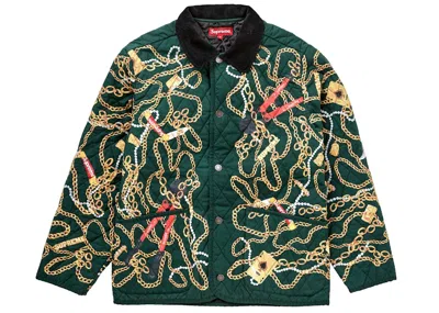 Pre-owned Supreme Men's  Chains Quilted Jacket In Dark Green