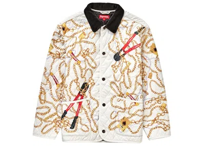 Pre-owned Supreme Men's  Chains Quilted Jacket In White