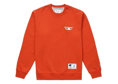 Pre-owned Supreme Men's  Champion 3d Metallic Crewneck Sweatshirt In Brick Red