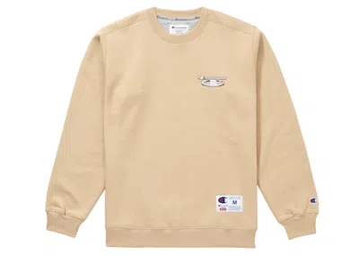 Pre-owned Supreme Men's  Champion 3d Metallic Crewneck Sweatshirt In Tan