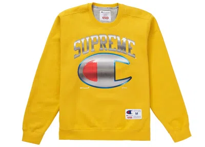 Pre-owned Supreme Men's  Champion Chrome Crewneck Sweatshirt In Gold