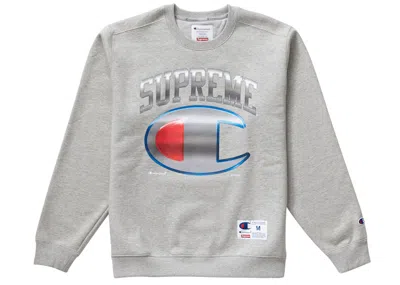 Pre-owned Supreme Men's  Champion Chrome Crewneck Sweatshirt In Heather Grey