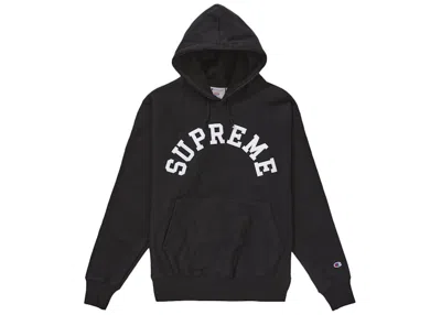 Pre-owned Supreme Men's  Champion Hooded Sweatshirt (ss25) In Black