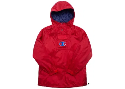 Pre-owned Supreme Men's  Champion Pullover Parka Jacket In Red