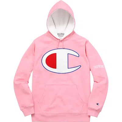Pre-owned Supreme Men's  Champion Satin Logo Hoodie In Pink