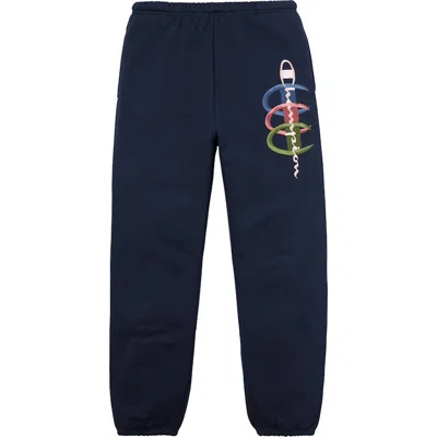 Pre-owned Supreme Men's  Champion Stacked C Sweatpant In Navy Blue