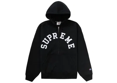 Pre-owned Supreme Men's  Champion Zip Up Hooded Sweatshirt In Black