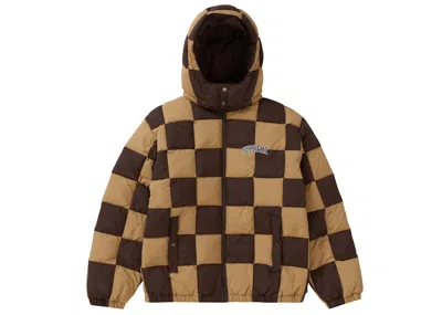 Pre-owned Supreme Men's  Checkerboard Puffy Jacket In Tan In Brown
