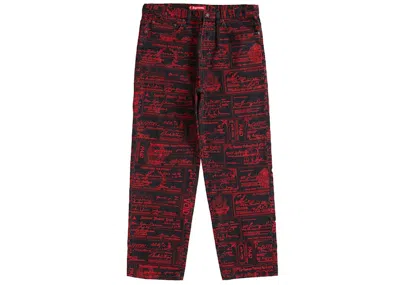 Pre-owned Supreme Men's  Checks Embroidered Jean In Black