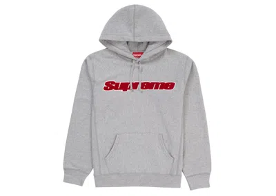 Pre-owned Supreme Men's  Chenille Hooded Sweatshirt In Heather Grey