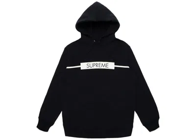 Pre-owned Supreme Men's  Chest Twill Tape Hooded Sweatshirt In Black