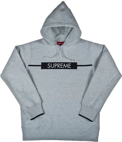 Pre-owned Supreme Men's  Chest Twill Tape Hooded Sweatshirt In Grey In Gray