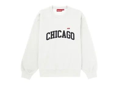 Pre-owned Supreme Men's  Chicago Shop Small Box Crewneck Sweatshirt In White