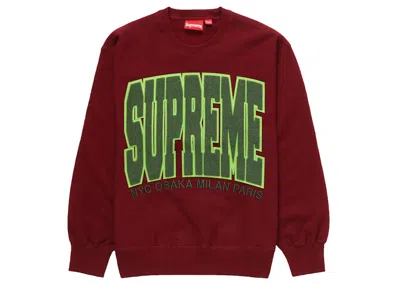 Pre-owned Supreme Men's  Cities Arc Crewneck Sweatshirt In Cardinal In Red