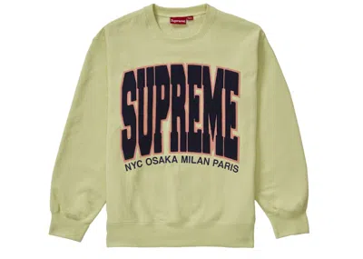 Pre-owned Supreme Men's  Cities Arc Crewneck Sweatshirt In Pale Lime In Green