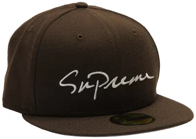 Pre-owned Supreme Men's  Classic Script New Era Cap In Brown