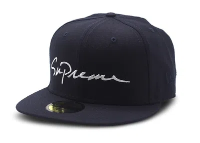 Pre-owned Supreme Men's  Classic Script New Era Cap In Navy Blue