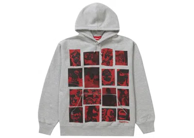 Pre-owned Supreme Men's  Collage Grid Hooded Sweatshirt In Heather Grey