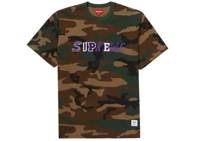 Pre-owned Supreme Men's  Collage Logo Short Sleeve Top In Woodland Camo