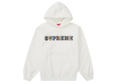 Pre-owned Supreme Men's  Collegiate Patchwork Leather Hooded Sweatshirt In White