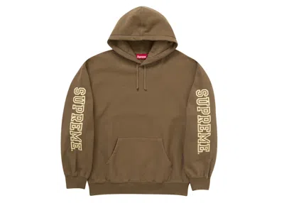 Pre-owned Supreme Men's  Collegiate Sleeve Hooded Sweatshirt In Olive Brown