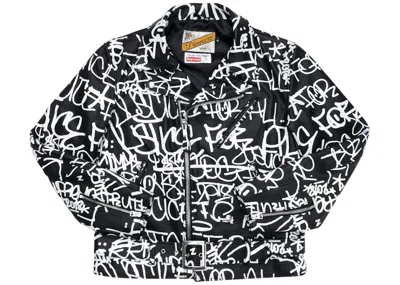 Pre-owned Supreme Men's  Comme Des Garcons Shirt Schott Painted Perfecto Leather Jacket In Black