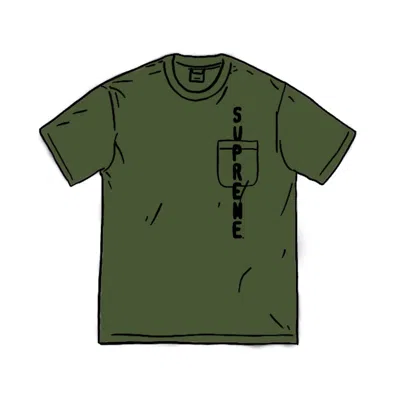 Pre-owned Supreme Men's  Contrast Stitch Pocket Tee Shirt In Green