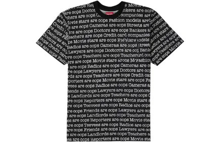 Pre-owned Supreme Men's  Cops Jacquard Pocket Tee Shirt In Black