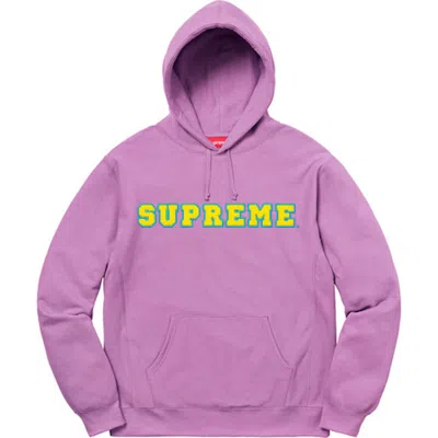 Pre-owned Supreme Men's  Cord Collegiate Logo Hooded Sweatshirt In Violet In Purple