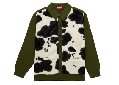 Pre-owned Supreme Men's  Cow Print Cardigan In Moss In Green