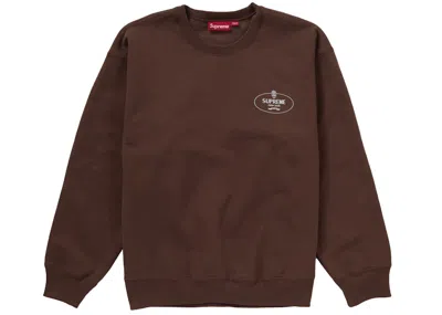 Pre-owned Supreme Men's  Crest Crewneck Sweatshirt (fw24) In Brown
