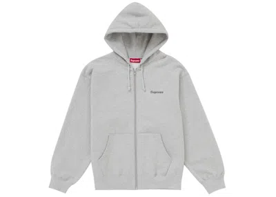 Pre-owned Supreme Men's  Crest Zip Up Hooded Sweatshirt In Heather Grey