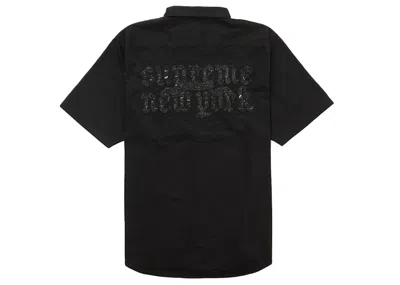 Pre-owned Supreme Men's  Croc Patch Short Sleeve Work Shirt In Black